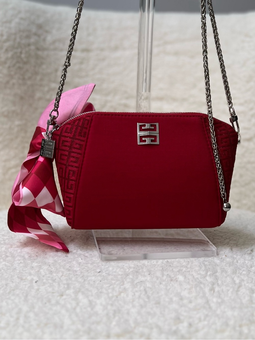 Givenchy Upcycled Beauty to Crossbody Bag with Removable Chain and Scarf